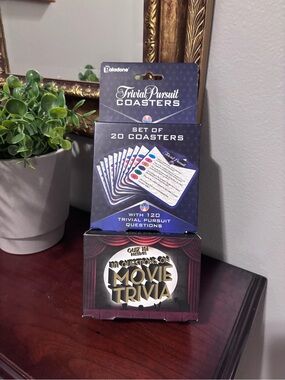 Set of two Paladone Trivial Pursuit Coasters Game w/Movie Trivia Card Game